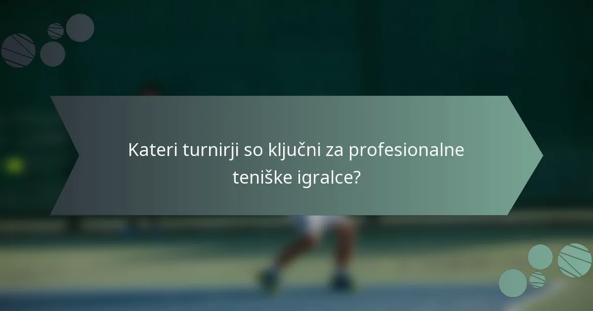 Kateri turnirji so ključni za profesionalne teniške igralce?
